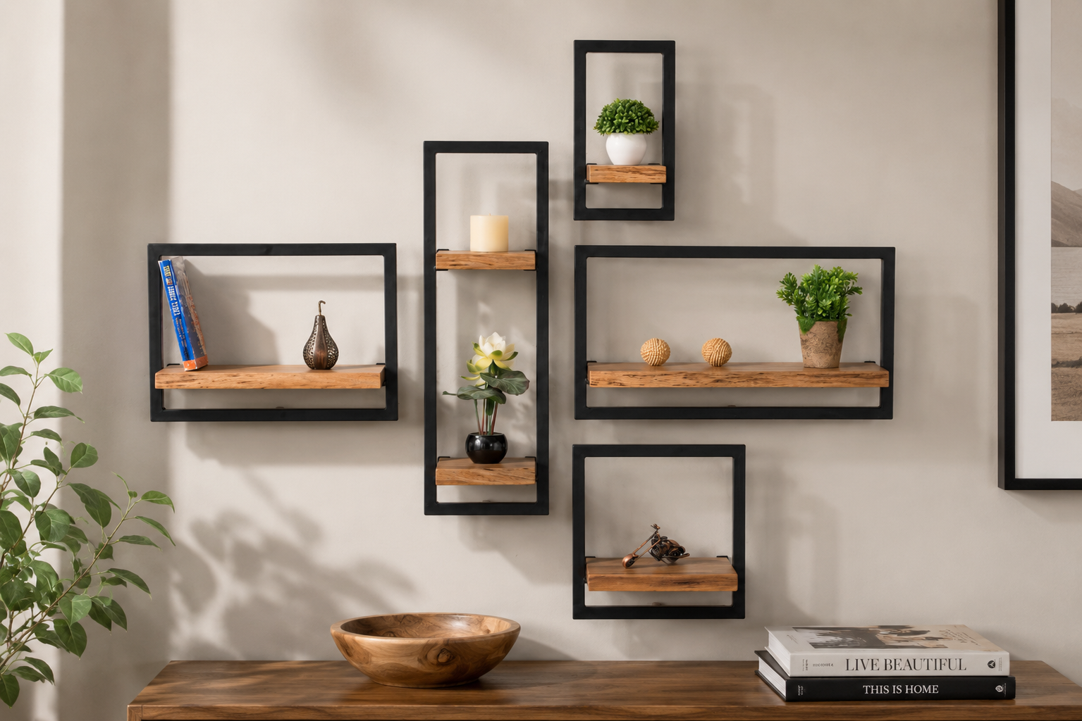 Geometric Frame Wall Shelves (Set of 5)